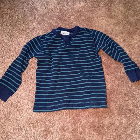 Hanna Andersson Blue and Aqua Striped Shirt - Picture 1 of 3